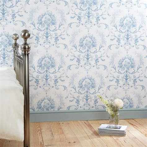 Dorma Blue Toile Wallpaper | Dunelm