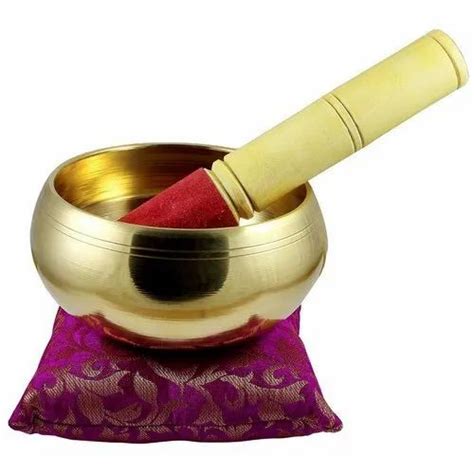 Plain Brass Tibetan Singing Bowl With Cushion And Mallet Round At Rs