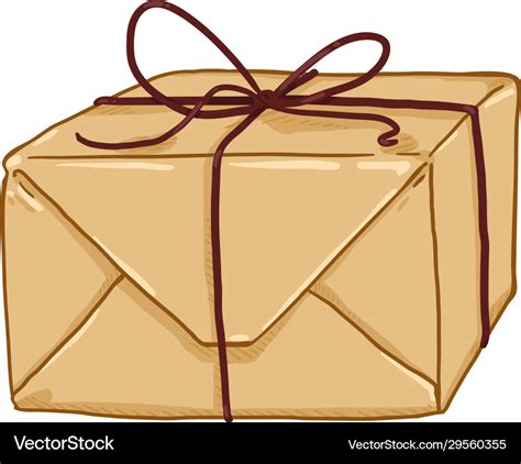 Cartoon T Box Packaging With Brown Wrapping Vector Image