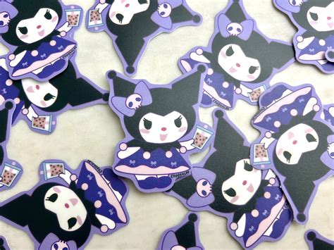 Kuromi Boba Sticker Kuromi Sticker Sanrio Boba Sticker Etsy