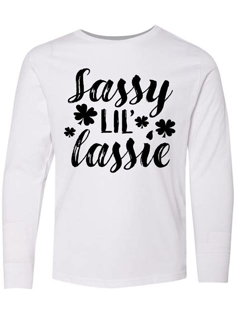 Inktastic Saint Patricks Day Sassy Lil Lassie With Shamrocks Long