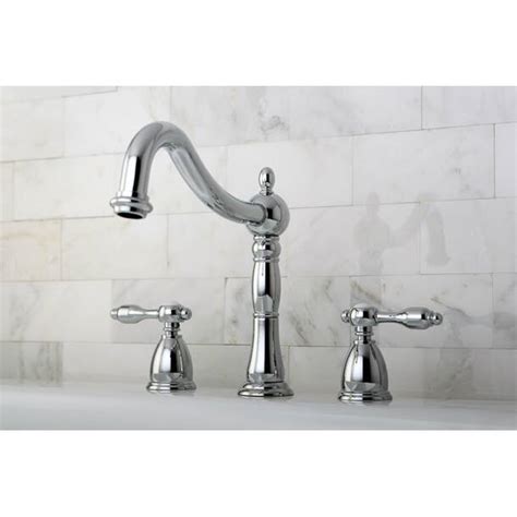 Kingston Brass Tudor Double Handle Widespread Kitchen Faucet With Brass