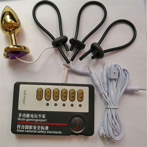 New Penis Plug And Rings Electric Shock Host And Cable Electro Shock Sex Toys Electro Stimulation