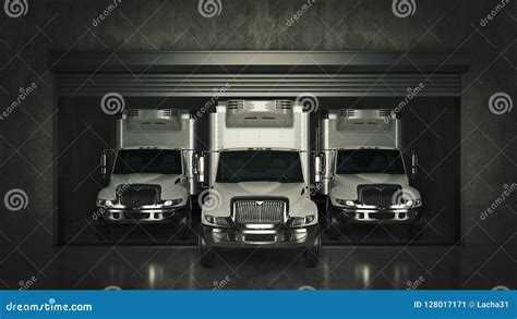 Garage With Opened Roller Door D Rendering Stock Illustration