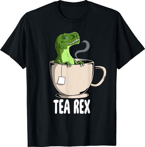 Tea Rex Funny T Rex Dinosaur Joke Pun Tyrannosaurus T Shirt Black