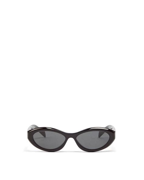 Prada Womens Pr 26zs Oval Slim Geometric Acetate Sunglasses In White Lyst Uk