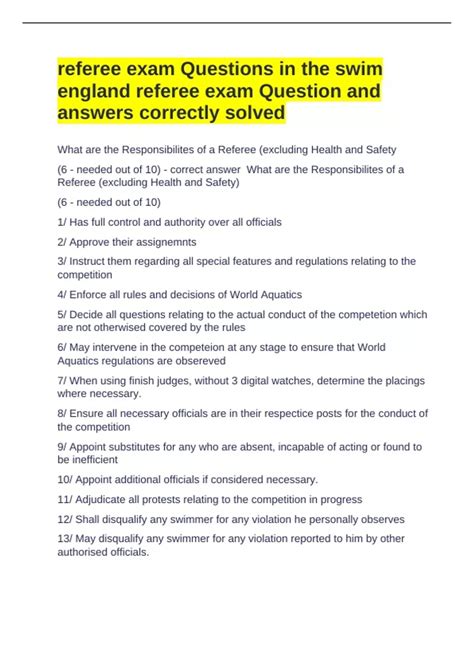 Referee Test Answers 3