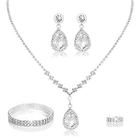 Yolev Bruids Bruiloft Sieraden Set Voor Vrouwen Kristal Sparkly Strass