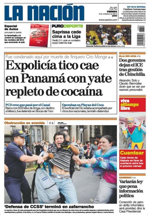 Periódico La Nación Costa Rica Costa Rica Periódicos De Costa Rica Edición De Viernes 9