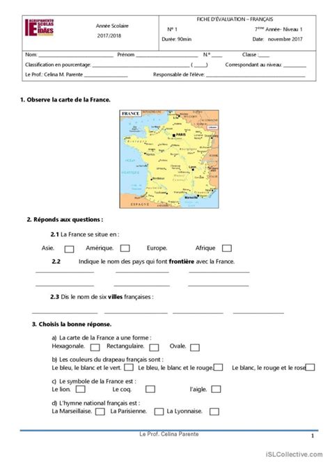 Test Compr Hension G N Rale De L Fran Ais Fle Fiches Pedagogiques Pdf