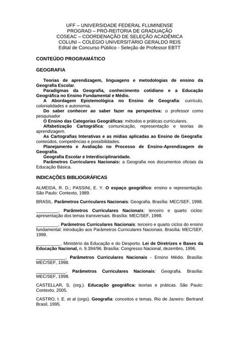 PDF CONTEÚDO PROGRAMÁTICO GEOGRAFIA coseac uff br Paradigmas da