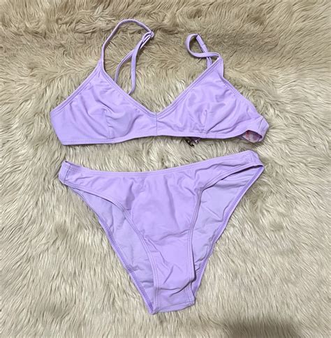Pastel Purple Two Piece Bikini Women S Fashion Swimwear Bikinis Swimsuits On Carousell