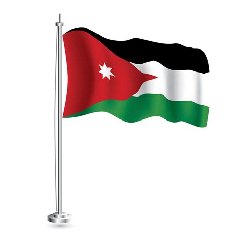 Jordanian Flag Isolated Realistic Wave Flag Of Jordan Country On Flagpole 17649320 Vector Art