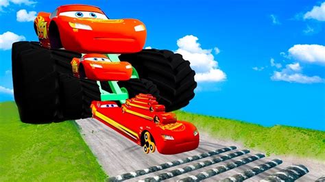 Big Small Monster Truck Lightning Mcqueen Cars Vs Big Small Speed