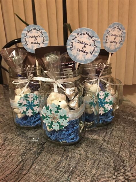 Hot Chocolate Mason Jar Favor Snowflake Party Mason Jar Party Favor