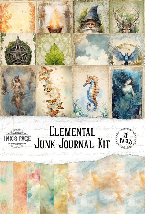 Elemental Junk Journal Printable Kit Vintage Printable Ephemera