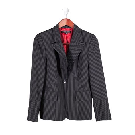 Anne Klein Blazer Black Striped Suit Jacket P Gem