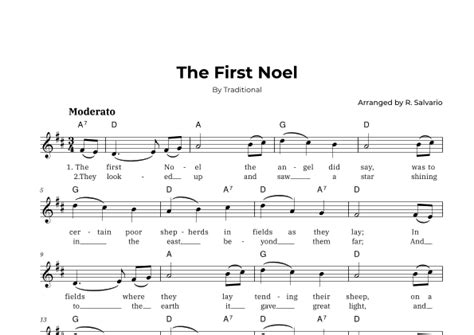 The First Noel Key Of D Major Arr R Salvario By Traditional Sheet