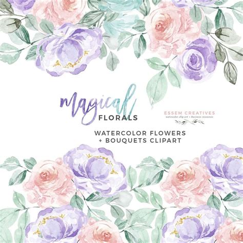 Watercolor Flowers Clipart On Behance Clip Art Library