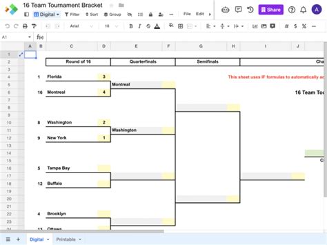 16 Team Tournament Bracket Free Templates From