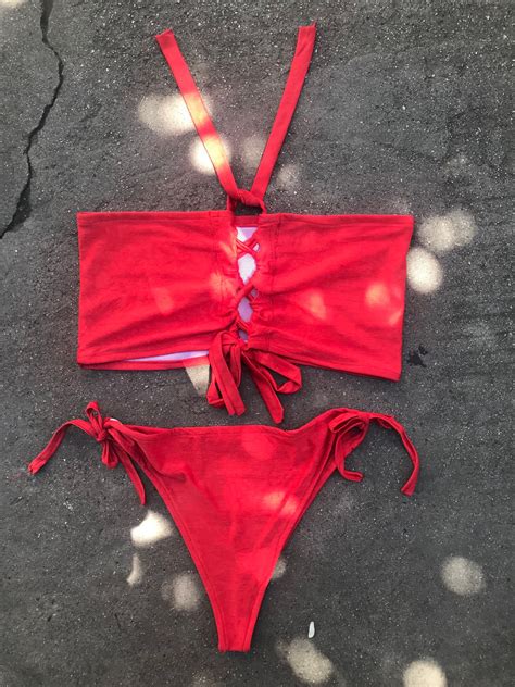 Strappy Bikini Set Bikini Sexy Bikini Beachwear Swimwear Etsy