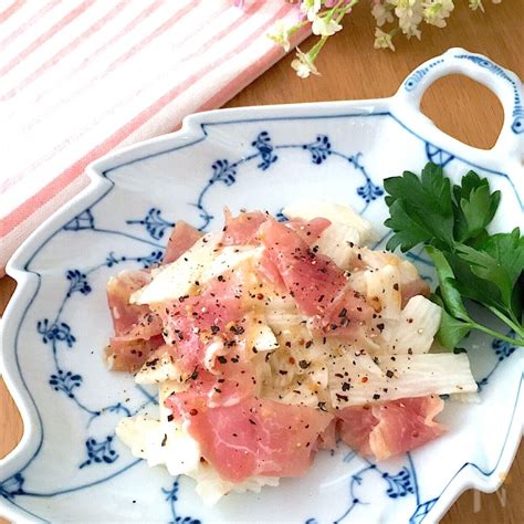 これはハマる‼️生ハムと長芋のマリネ♡ レシピ 生ハム レシピ 料理 レシピ 食べ物のアイデア