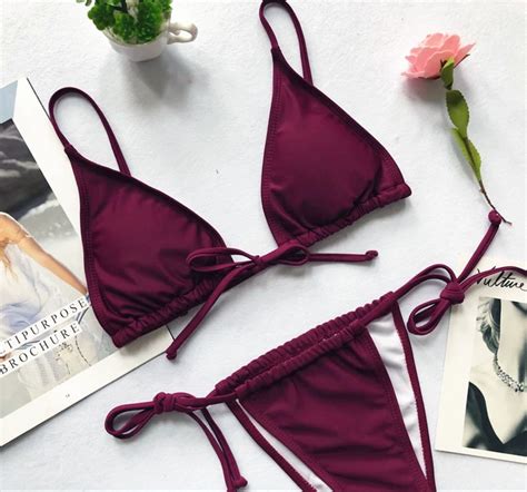 Áo tắm nữ nóng bỏng bùng nổ đơn giản màu rắn gợi cảm bikini chia bikini giá thấp hơn Bikini