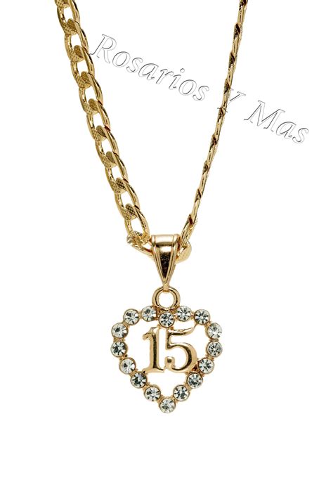 K Gold Plated Heart Quinceanera With Necklace Medalla De