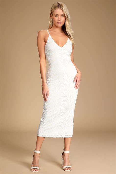 White Midi Dress White Sequin Dress Bodycon Midi Dress Lulus