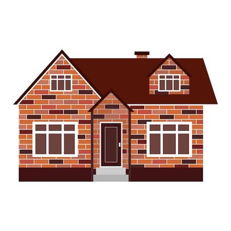 Premium Vector Brick House On A White Background Vector Illustration