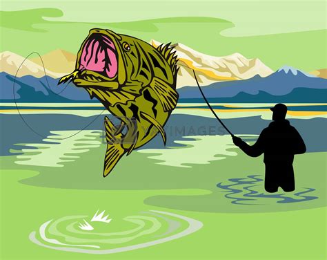 Largemouth Bass Jumping By Patrimonio Vectors And Illustrations Free Download Yayimages