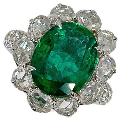 EFFY 18K White And Yellow Gold Ring With 4 70 CT Emerald And 89 CTW