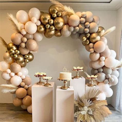 Amazon Nude Blush Gold Chrome Balloon Garland Kit Double Stuffed Ivory Cream White Apricot