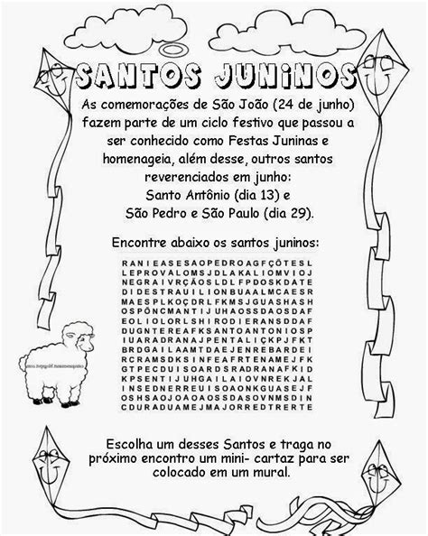BET'S BLOG EDUCAÇÃO E CATEQUESE: ATIVIDADE DE SANTOS JUNINOS