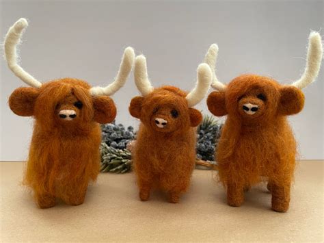 Handmade Needle Felted Highland Cow Folksy