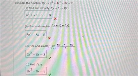 The Function F X X3−4x2−8x 7 A Find And Simplify