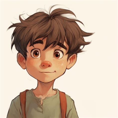 Cartoon Boy Drawing Realistic Yet Stylized Art with Earthy Tones ...