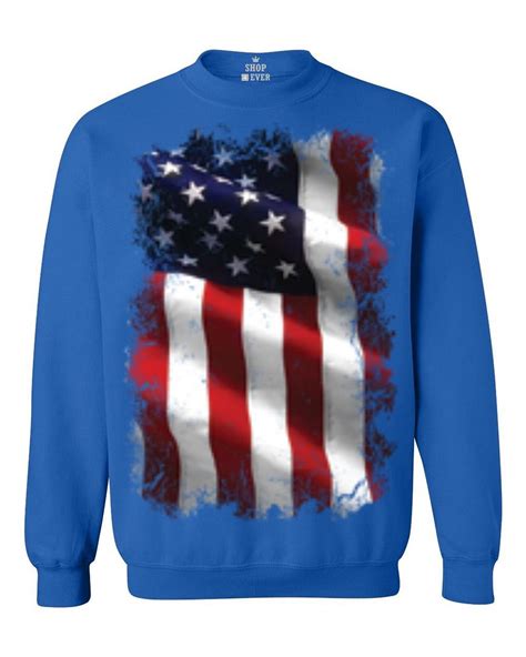 Large American Flag Patriotic Crewnecks 4th Of July Usa Flag