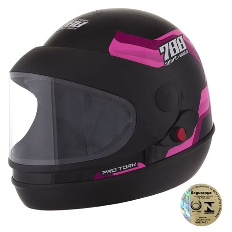 Capacete Sport Fechado Moto Preto E Rosa Pro Tork Submarino