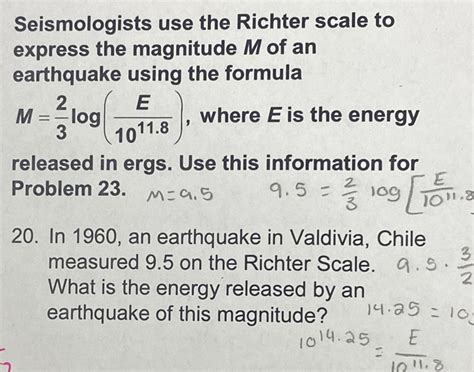 Solved Seismologists Use The Richter Scale To Express The Magnitude M