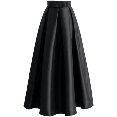 Autumn Winter Elegant Black Skirt Zipper Waistline A Line Floor Length