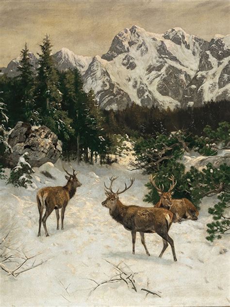 Winter Art Print / PRINTABLE Deer Painting / Snowy Mountain - Etsy