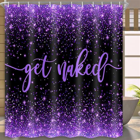 Fabric Purple Shower Curtain Get Naked Shower Curtains For Bathroom Funny Cute Art Fonts Words