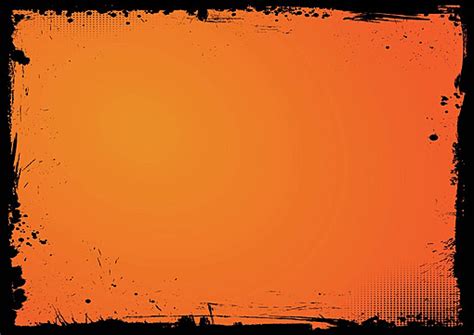 Grunge Border Halloween Background In Orange And Black Horizontal