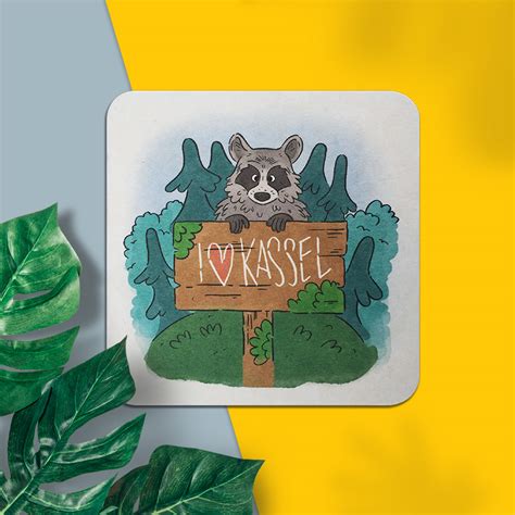 Stadtliebe Kassel Bierdeckel Postkarte Waschbär