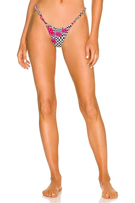Frankies Bikinis Hope Satin Bikini Bottom In Black Morrison Hibiscus REVOLVE