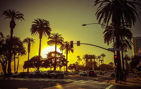 Santa Monica Boulevard and Ocean Avenue at Sunset Photograph by Anna ...