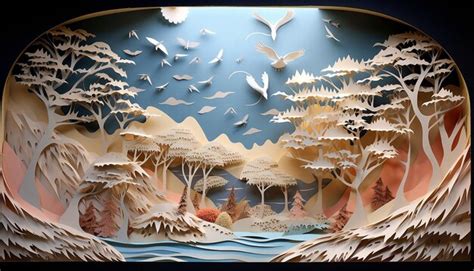 Diorama De Arte Em Papel Em Camadas Foto Premium