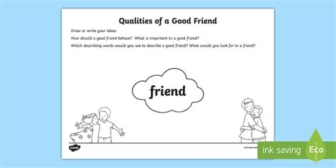 Printable Friendship Activities What Makes A Good Friend