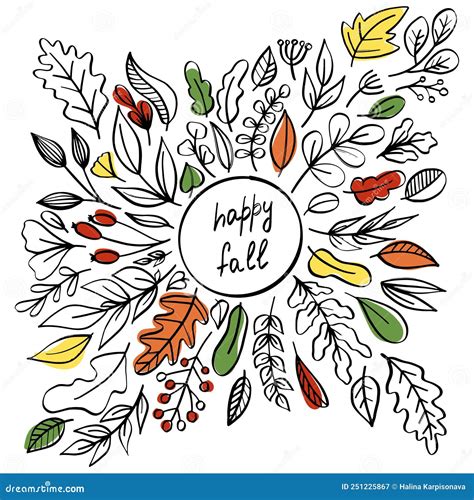 Vector Doodle Hand Drawn Autumnt Leaves Set Stock Vector